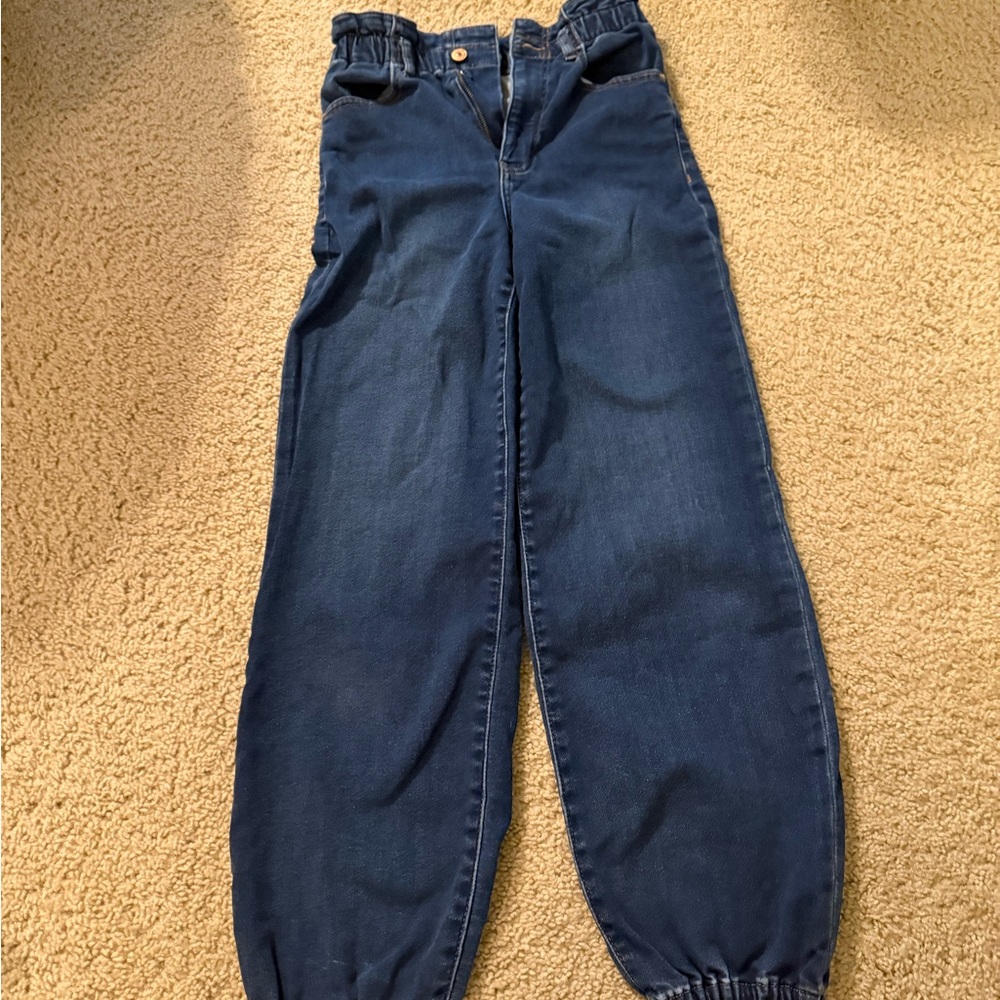 Blue Elastic Waist Jeans